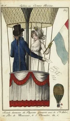 Druhý výstup Dr. Andre-Jacquese Garnerina na balon, 8. července 1798 (ručně kolorovaná mědirytina)