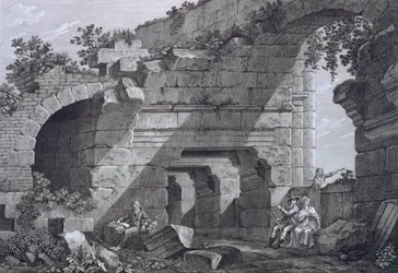 Galerie druhého stupně amfiteátru v Nimes, z Antiquités de la France: svazek I, Monuments de Nimes