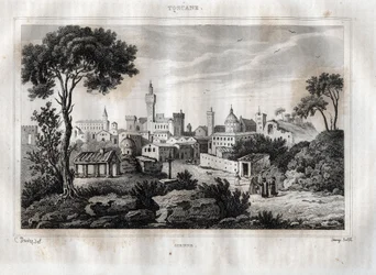 Siena - Siena - Toscana - Toskánsko - Rytina z “” Malebné Itálie”” od M. de Norvins, Ch. Nodier 1834-1836.