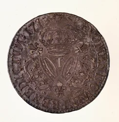 Stříbrné francouzské ECU (scude), vláda krále Ludvíka XIV. (1643-1715) 1713 Diam. 4 cm Neapol, museo archeologico