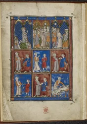 Sloane MS 1977 fol.5v Devět miniatur zobrazujících biblické a lékařské výjevy, Chirurgia