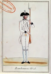 Voják pluku de Bourbonnois, kolem roku 1780