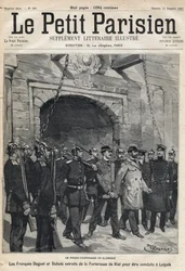 Špionážní proces v Německu: Francouzi Daguet a Dubois převezeni z pevnosti Kiel do Lipska. Jeden z novin „Le petit Parisien““ dne 12.10.1893 (rytina)