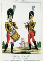 Švýcarská garda, hráči na tambur a píšťaly, cca 1790