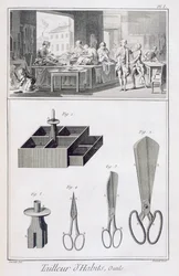 Krejčí, z Encyclopedie des Sciences et Metiers od Denise Diderota (1713-84), vydané kolem roku 1770