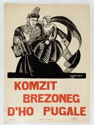 Mluvte bretonsky se svými dětmi - plakát propagandy v bretonštině povzbuzující Bretonce, aby si zachovali svůj regionální jazyk