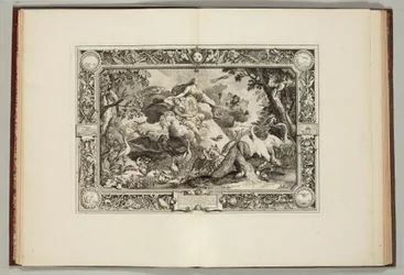„Královské tapisérie, kde jsou zastoupeny čtyři živly a čtyři roční období“ od Andre Felibien, 1670