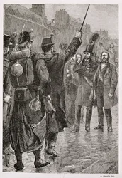 Zatčení Victora Schoelchera (1804-93) na barikádě Saint-Antoine, 4. prosince 1851