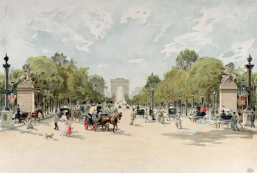 Avenue des Champs-Elysees, kolem roku 1895 (wc na papíře)