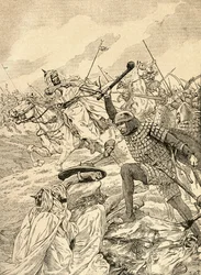 The Battle of Tours alias The Battle of Poitiers, 732. From Agenda Buvard du Bon Marche publikovaná 1917.