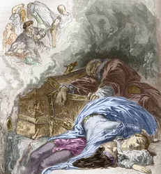 Černá smrt: zabíjení Židů, 1348, ilustrace z Histoire-populaire-de-France od Charlese Lahure, 1866 (ručně kolorovaná rytina)