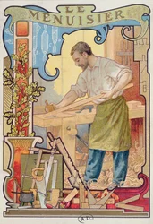 The Carpenter, ilustrace z knihy o řemeslech, c.1899