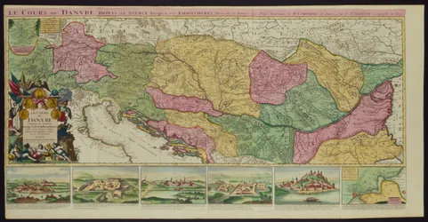 Tok Dunaje od jeho pramene k jeho ústům, na základě nejnovějších memoárů P. Coroneliho a S. Sansona, geografa ke králi (barevné lito)