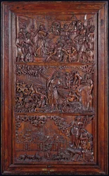 Krédo, Panel IV: Odpuštění hříchů, Ezechielova vize suchých kostí a St. Johns Vision of Jerusalem, 1587 (dřevo) (viz také 414036-8)