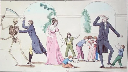 The Dangers of the Vaccine, c.1800-04 (barevná rytina)