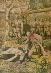Poprava Edith Cavellové (1865-1915) z Le Petit Journal, listopad 1915