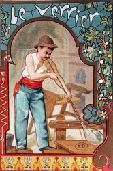 The Glassblower, cca 1899 (barevné lito)