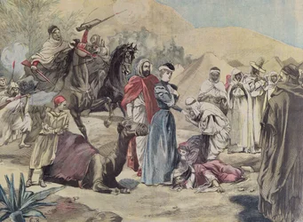 Sňatek evropské ženy s arabským náčelníkem, z Le Petit Journal, 1899