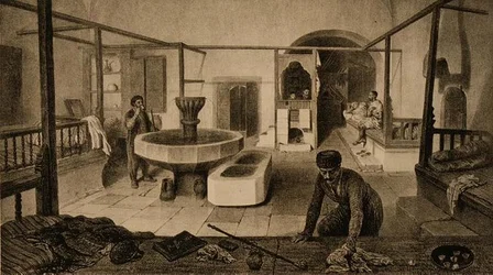 Odpočinková místnost tatarských lázní, hospoda. od Auguste Bry
