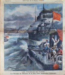 Ruská vzpoura v Černém moři a bombardování Sevastopolu, ilustrace z Le Petit Parisien, 1905