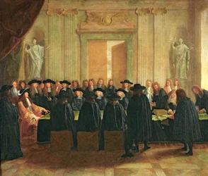 Pečeť držená Ludvíkem XIV. (1638-1715) před členy Státní rady a odvolacího soudu v letech 1672, 1672