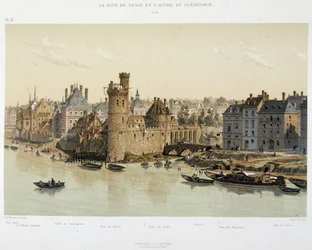 Věž Nesles a Hotel de Guenegaud v roce 1650 - v „Paris a travers les ages“, konec 19. století