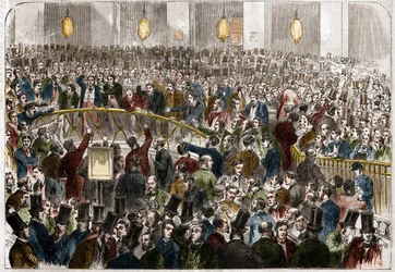 Koš devizových agentů na pařížské burze v roce 1867.