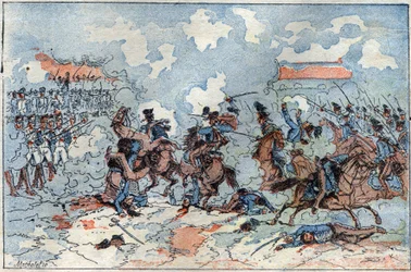 Bitva u Auerstaedtu mezi pruskou armádou a francouzskou armádou vedenou Louisem Nicolasem (Louis-Nicolas) d