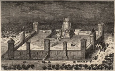 Hrad Vincennes v 17. století - - rytina v „Histoire de France“ od Victora Duruye (1811-1894) - 1882