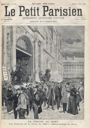 Losování: branci třídy 1892 na pařížské radnici. Jeden z novin "Le petit Parisien"" 5.2.1893 (rytina)