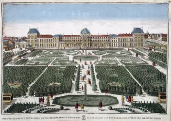 Zahrady a palác Tuileries - rytina
