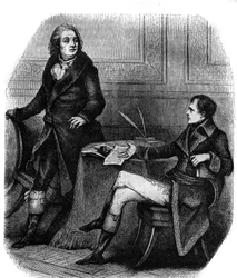Básník a dramatik Jean Francois (Jean-Francois) Ducis (1733-1816) s Bonapartem (Napoleon 1.