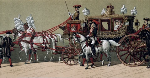 Královský průvod při svatbě španělského krále Alfonse XII (1857-1885) a Marie Christine de Teschen (1858-1929) v roce 1879 (malba)