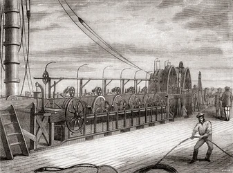 Jednotka odvíjení transatlantického telegrafního kabelu na palubě S.S. Great Eastern