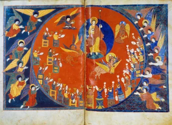 Vize miniatury svatého Jana je odvozena z komentářů „Apokalypsa podle svatého Jana“, které v roce 775 napsal mnich Beatus z Liebany.