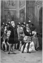 Divadelní ztvárnění: “” Hernani”” od Victora Huga (1802-1885), dějství III. scéna 6. Paříž, komedie Francaise