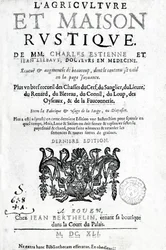 Titulní strana LAgriculture et Maison Rustique, Charles Estienne, vydání vydané 1641 (knihtisk a rytina)