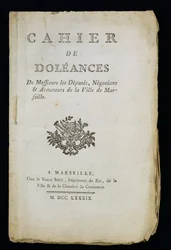 Titulní strana Knihy stížností zástupců, obchodníků a rejdařů z Marseille, 1789