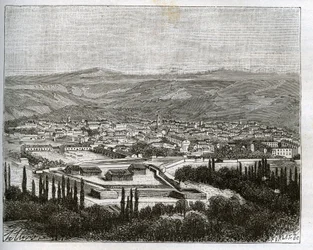 Tlemcen en agery v 19. století - rytina v „La France illustrée: geografie, historie, statistická správa“ od V.A. Malt-Brown. 1884