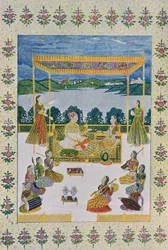 Under the Sky with Music and Flowers, ilustrace z The Arabian Nights, 1895 (barevná rytina)