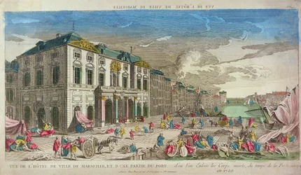 Pohled na Hotel de Ville, Marseille, v roce 1720