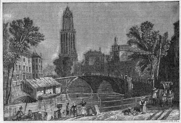 Pohled na město Utrecht v Holandsku, konec 19. století. Rytina v „La gazette du dimanche““ z 5. prosince 1895.