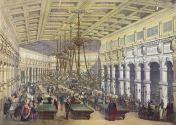 Pohled na interiér Grand Cafe Parisien, Paříž, vyrytý Thibaultem, 1855