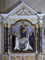 Panna a dítě, oltářní obraz kostela Hruška o životě, Vendee.