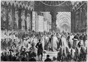 Návštěva Napoleona III. (1808-1873) a Impress Eugenie (1826-1920) v Remeši