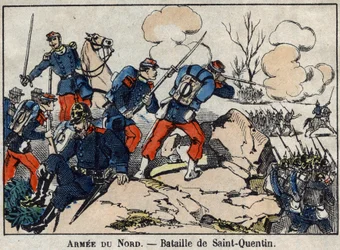 Válka roku 1870 mezi Francií a Pruskem: Bitva u Saint Quentin v lednu 1871. Obrázek Epinal.