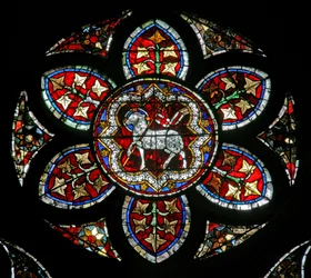 Okno w202 zobrazující Agnus Dei