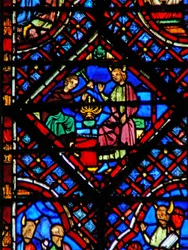 Window w2 Moses hodinky Bezalel vyrábějící Menora Ex XXXVII 17-24