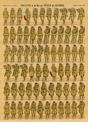 Zouaves, francouzská pěší jednotka Armee vytvořená v roce 1830 generálem Clauzelem pro dobytí Alžírska. Epinální zobrazování