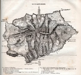 mapa ostrova Svatá Helena, rytina
